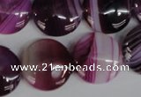 CAG1200 15.5 inches 20mm flat round line agate gemstone beads