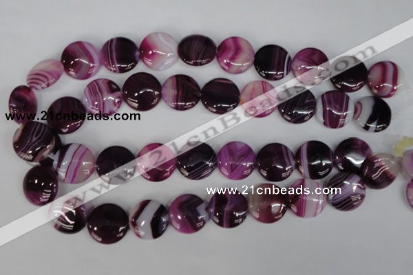 CAG1200 15.5 inches 20mm flat round line agate gemstone beads