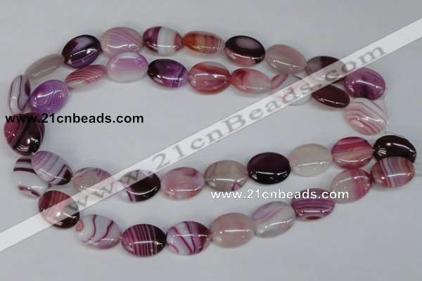 CAG1201 15.5 inches 15*20mm oval line agate gemstone beads