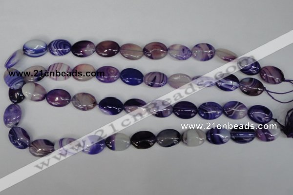 CAG1205 15.5 inches 10*14mm oval line agate gemstone beads