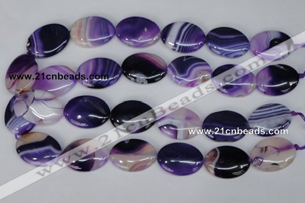 CAG1210 15.5 inches 20*30mm oval line agate gemstone beads