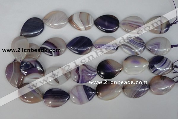 CAG1215 15.5 inches 22*30mm flat teardrop line agate gemstone beads