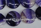 CAG1220 15.5 inches 20mm flat round line agate gemstone beads