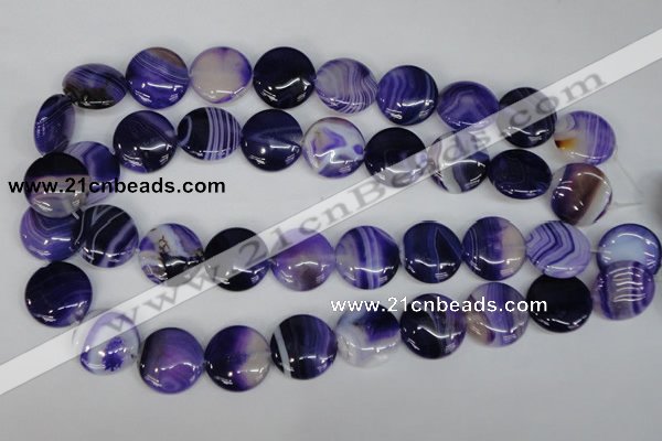 CAG1220 15.5 inches 20mm flat round line agate gemstone beads