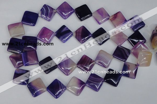 CAG1225 15.5 inches 20*20mm diamond line agate gemstone beads