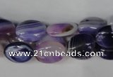 CAG1230 15.5 inches 10*14mm oval line agate gemstone beads