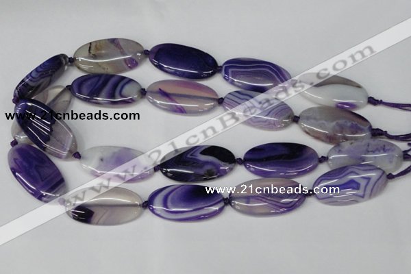 CAG1236 15.5 inches 20*40mm oval line agate gemstone beads