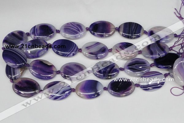 CAG1237 15.5 inches 22*30mm oval line agate gemstone beads