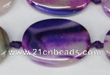 CAG1238 15.5 inches 25*35mm oval line agate gemstone beads