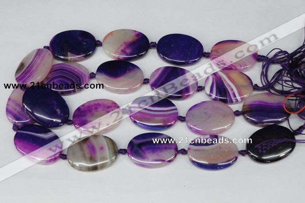 CAG1238 15.5 inches 25*35mm oval line agate gemstone beads