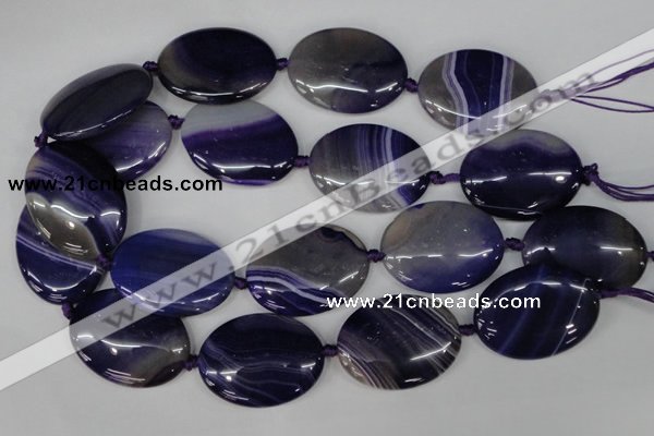 CAG1239 15.5 inches 30*40mm oval line agate gemstone beads