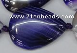 CAG1245 15.5 inches 30*40mm flat teardrop line agate gemstone beads