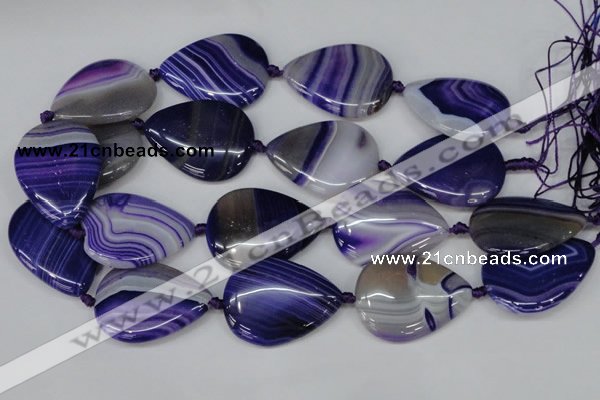 CAG1245 15.5 inches 30*40mm flat teardrop line agate gemstone beads