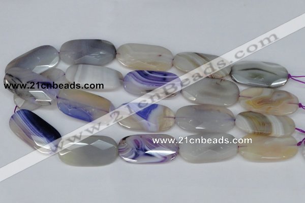 CAG1260 15.5 inches 20*40mm faceted oval line agate gemstone beads