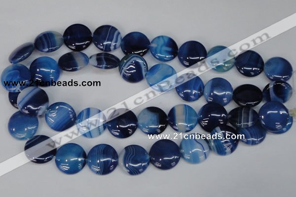 CAG1278 15.5 inches 20mm flat round line agate gemstone beads
