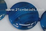 CAG1290 15.5 inches 35mm flat round line agate gemstone beads