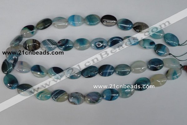 CAG1291 15.5 inches 13*18mm oval line agate gemstone beads