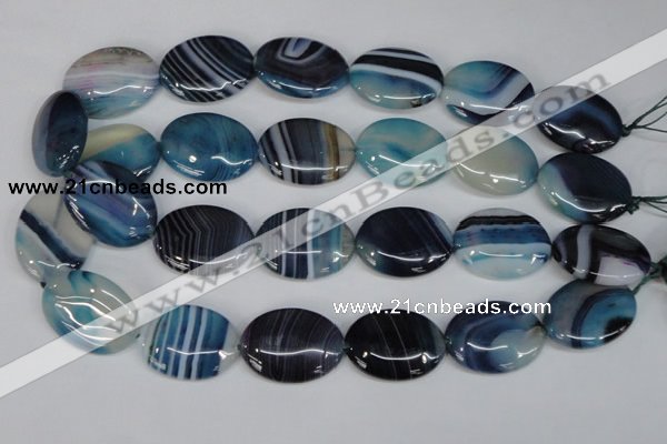 CAG1293 15.5 inches 22*30mm oval line agate gemstone beads