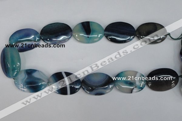 CAG1294 15.5 inches 25*35mm oval line agate gemstone beads