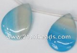 CAG1300 Top-drilled 22*30mm flat teardrop line agate gemstone beads