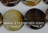 CAG1309 15.5 inches 25mm flat round line agate gemstone beads