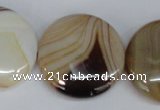 CAG1310 15.5 inches 30mm flat round line agate gemstone beads