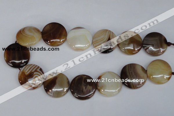 CAG1310 15.5 inches 30mm flat round line agate gemstone beads