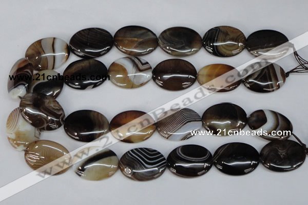 CAG1317 15.5 inches 22*30mm oval line agate gemstone beads