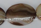 CAG1319 15.5 inches 30*40mm oval line agate gemstone beads