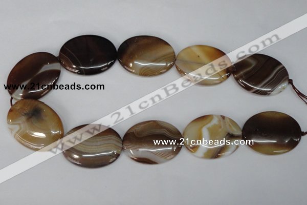 CAG1319 15.5 inches 30*40mm oval line agate gemstone beads