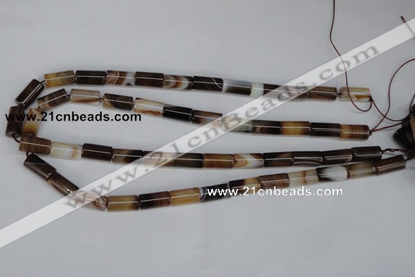 CAG1332 15.5 inches 8*16mm tube line agate gemstone beads