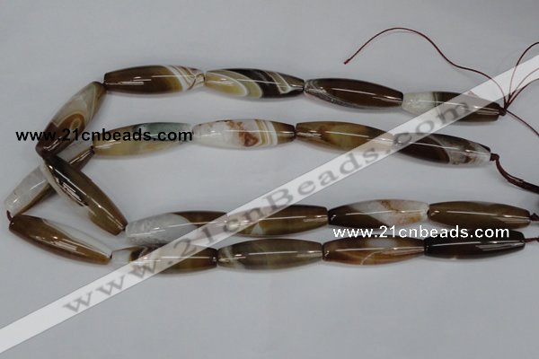 CAG1335 15.5 inches 12*40mm rice line agate gemstone beads