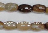 CAG1340 15.5 inches 10*15mm faceted rice line agate gemstone beads