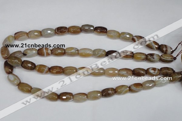 CAG1340 15.5 inches 10*15mm faceted rice line agate gemstone beads