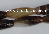 CAG1342 15.5 inches 10*30mm faceted rice line agate gemstone beads