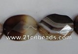 CAG1350 15.5 inches 18*25mm faceted oval line agate gemstone beads