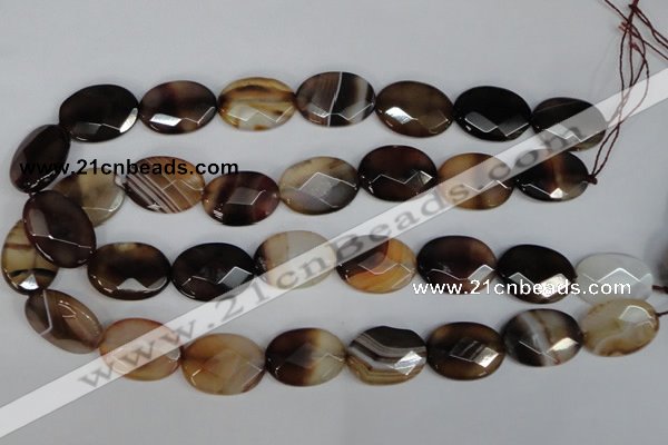 CAG1350 15.5 inches 18*25mm faceted oval line agate gemstone beads