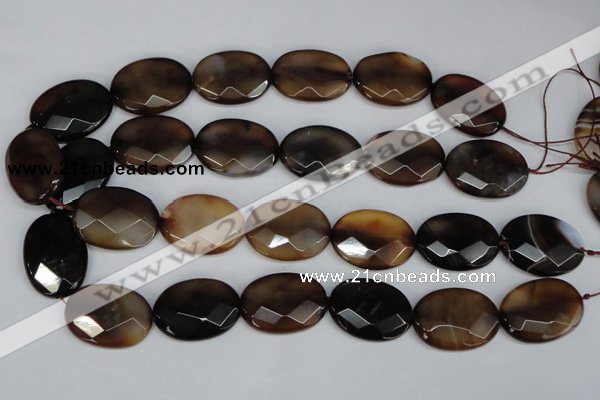 CAG1351 15.5 inches 22*30mm faceted oval line agate gemstone beads