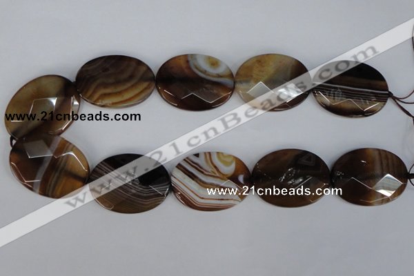 CAG1352 15.5 inches 30*40mm faceted oval line agate gemstone beads