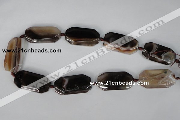 CAG1355 15.5 inches 23*43mm faceted rectangle line agate gemstone beads