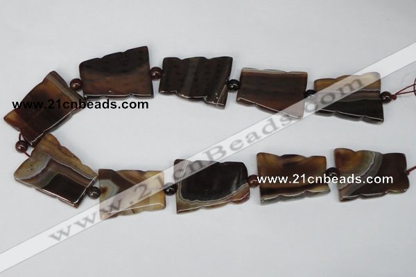 CAG1356 15.5 inches 28*35mm trapezoid line agate gemstone beads