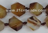 CAG1357 15.5 inches 16*18mm faceted nuggets line agate gemstone beads