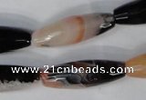 CAG1360 15.5 inches 10*30mm faceted rice line agate gemstone beads