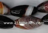 CAG1363 15.5 inches 15*30mm faceted rice line agate gemstone beads