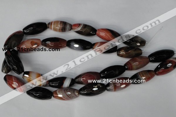 CAG1363 15.5 inches 15*30mm faceted rice line agate gemstone beads