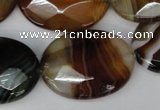 CAG1368 15.5 inches 22*30mm faceted oval line agate gemstone beads