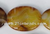 CAG1370 15.5 inches 30*40mm faceted oval line agate gemstone beads