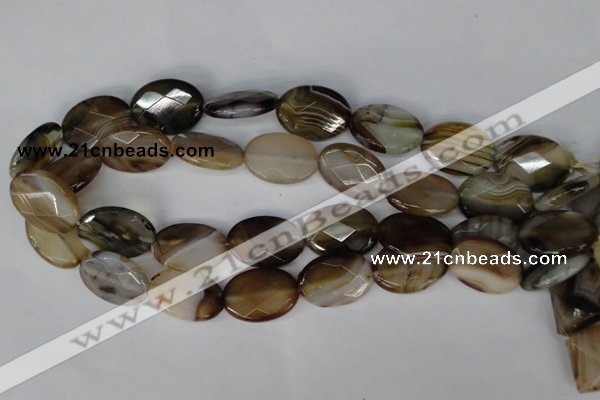 CAG1385 15.5 inches 18*25mm faceted oval line agate gemstone beads