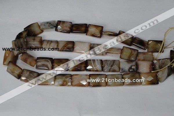 CAG1390 15.5 inches 15*20mm faceted rectangle line agate gemstone beads