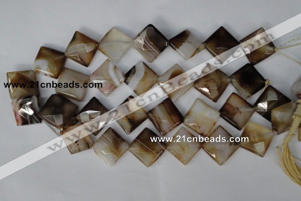 CAG1395 15.5 inches 20*20mm faceted diamond line agate gemstone beads